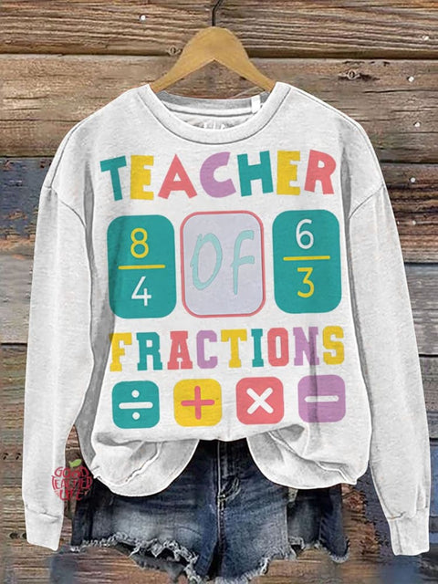 Teacher Fractions Funny Math Casual  Sweatshirt