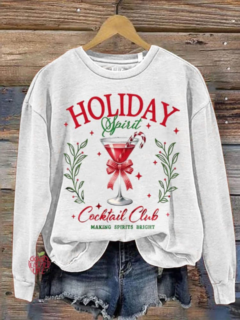 Christmas Holiday Cocktail Club Art Print Casual Sweatshirt