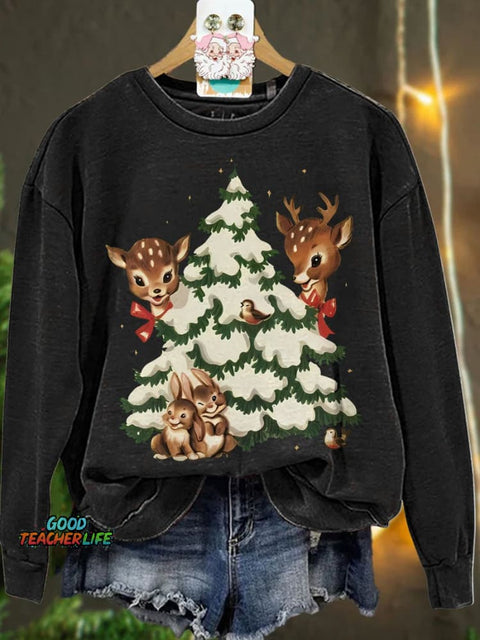 Retro Christmas Reindeer Casual  Sweatshirt