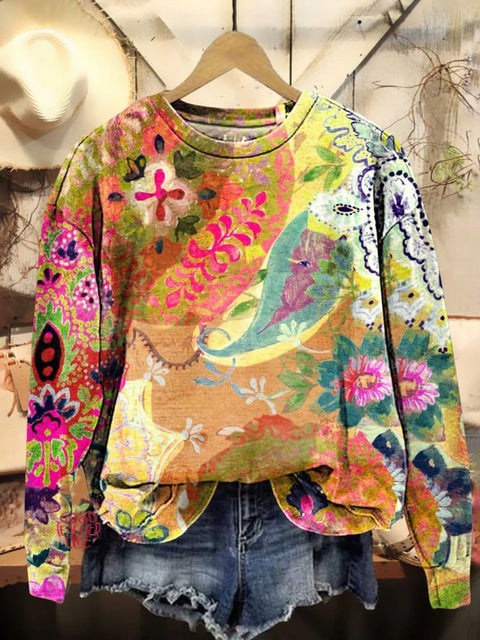 Retro Hippie Pattern Casual Sweatshirt