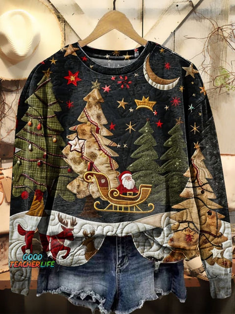 Women's Christmas Winter Textured Prints Prints Casual Sweatshirt