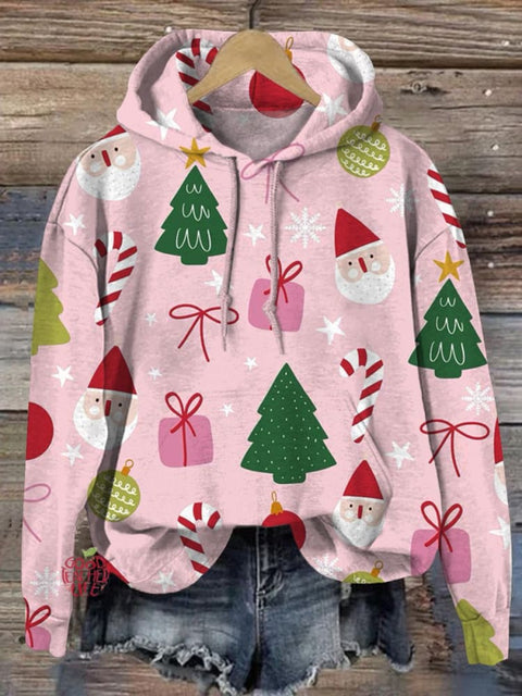 Cartoon Christmas Pattern Printed Casual Sweatshirt