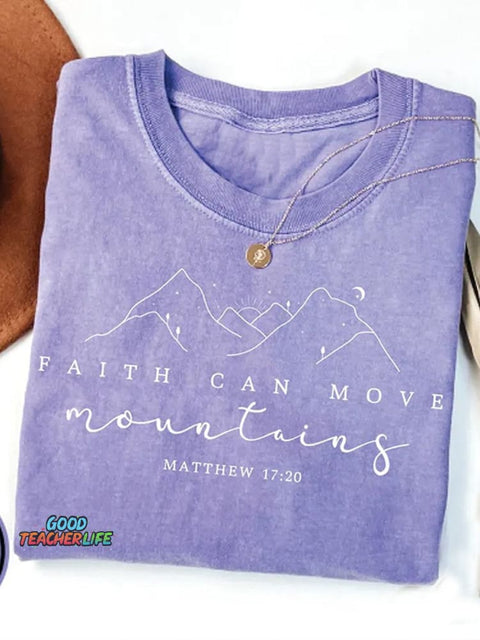 Faith Can Move Mountains Print Casual Sweatshirt