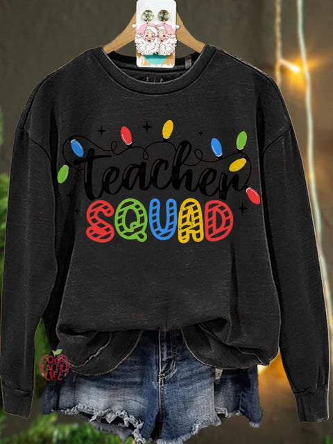 Christmas Christmas Lights Teacher Squad Casual  Sweatshirt