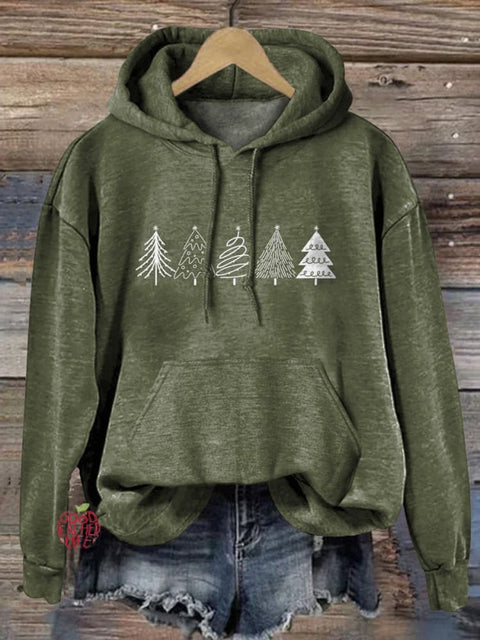 Petite Christmas Tree Graphic Printed Casual Sweatshirt