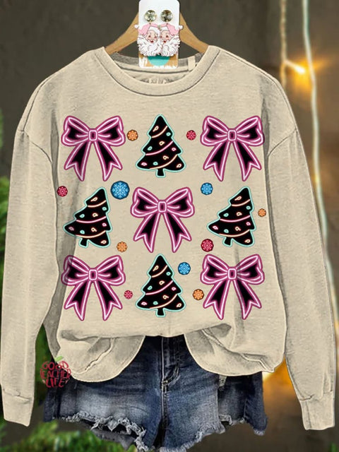 Christmas Neon Coquette Christmas tree Casual  Sweatshirt