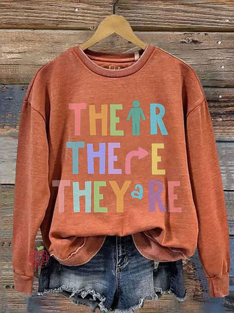 Their There They're English Literary Casual Print Sweatshirt