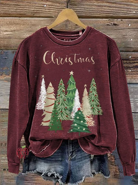 Christmas Tree Print Casual Sweatshirt