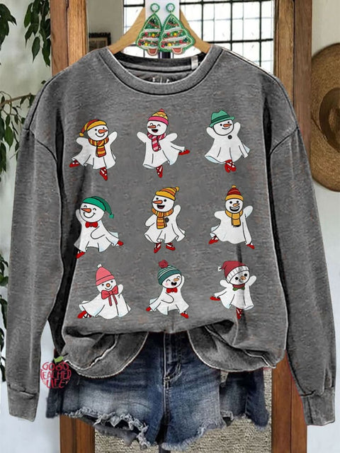 Ballet Snowman Christmas Casual Sweatshirt