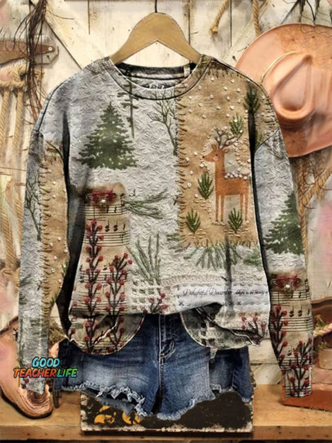 Christmas Print Casual  Sweatshirt