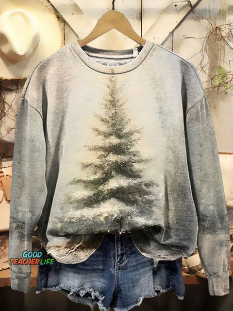 Christmas Tree Art Print Casual Sweatshirt
