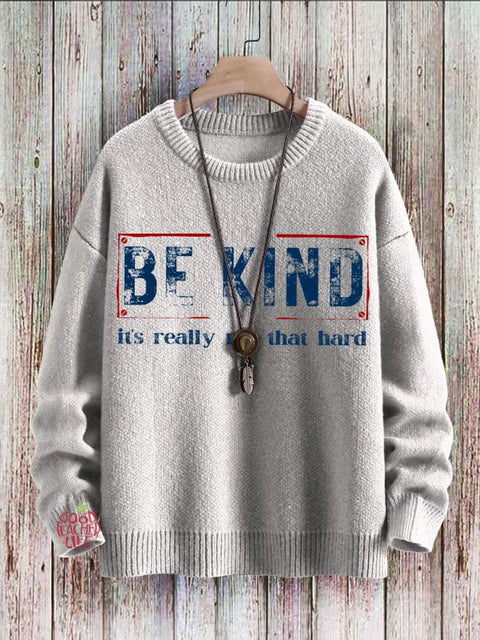 Be Kind It's Really Not That Hard Art Pattern Print Casual Knit Pullover Sweater