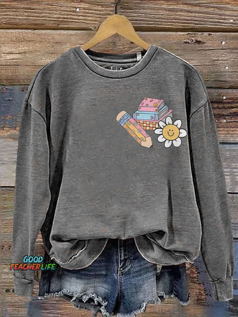 Teacher Retro Trendy Disco Teach Gift Casual  Sweatshirt