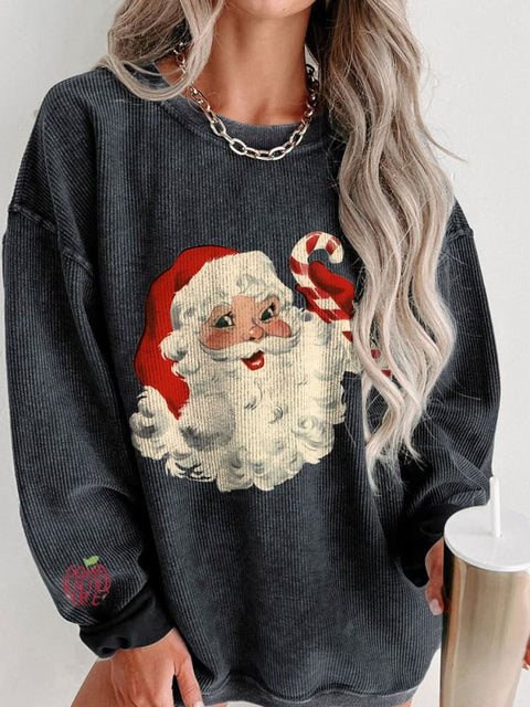 Women's Santa Retro Boho Best Holiday Christmas Casual Print Shirt