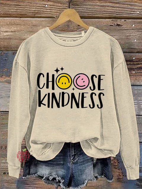 Choose Kindness Happy Face Kindness Casual Print Sweatshirt