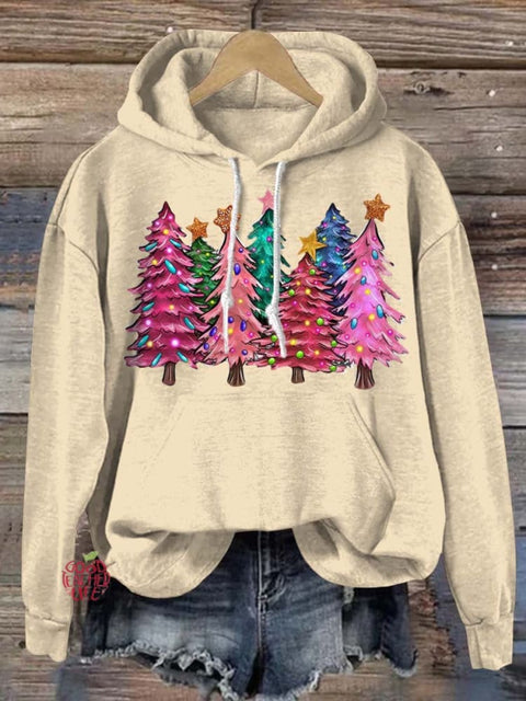 Lovely Christmas Tree Art Print Casual Hoodie Sweatshirt