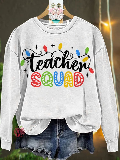 Christmas Christmas Lights Teacher Squad Casual  Sweatshirt