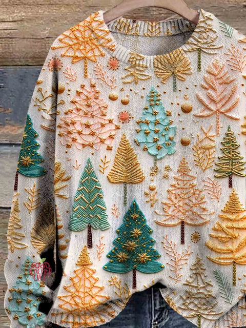 Christmas Tree  Art Print Knit Pullover Sweater