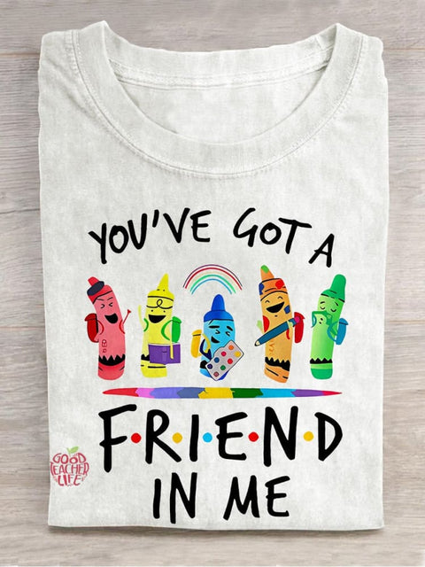 You've Got A Friend In Me Teacher Casual Print T-shirt