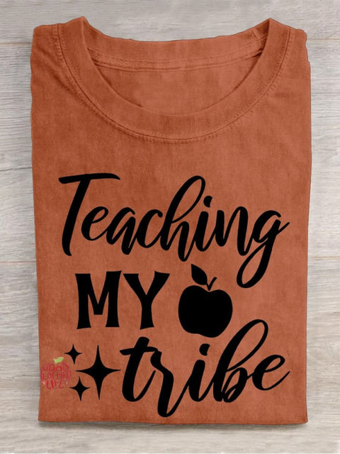 Teaching My Tribe Casual Print T-shirt