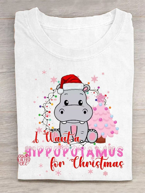 I Want a Hippopotamus For Christmas  Teacher T-Shirt