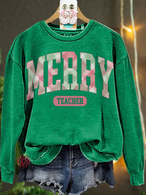 Christmas Merry Teacher Casual  Sweatshirt