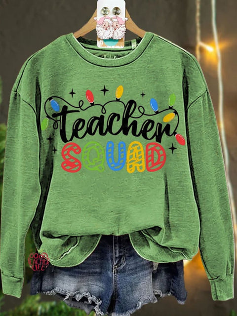 Christmas Christmas Lights Teacher Squad Casual  Sweatshirt