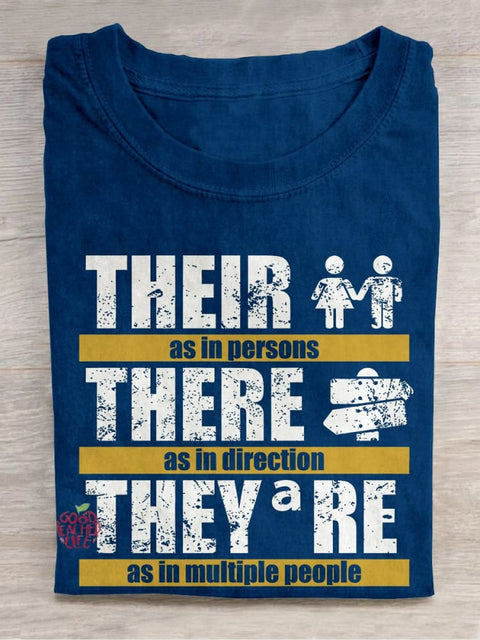 Their There They're Grammar Casual Print T-shirt