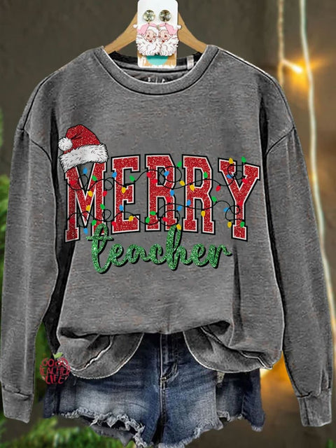 Merry Teacher Christmas Casual Sweatshirt