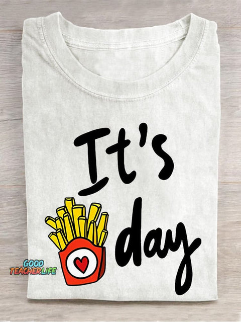 It's Friday Teacher Casual Print T-shirt