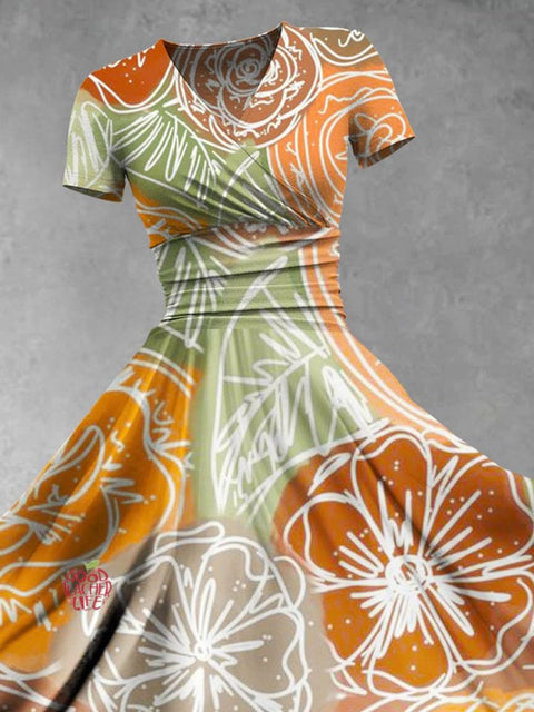 Women's Lovely Floral Art Casual Maxi Dress