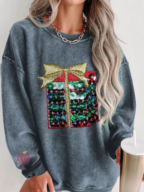 Women's Glitter Christmas Casual Print Shirt