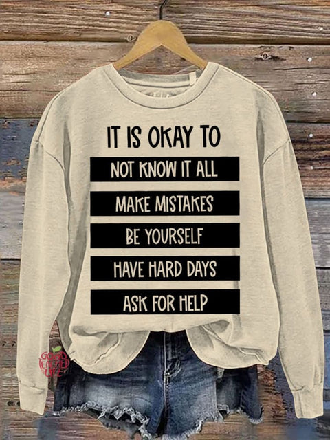 It Is Okay To Do Teacher Casual Print Sweatshirt