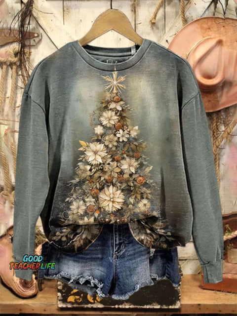 Lovely Christmas Tree Art Print Casual Sweatshirt