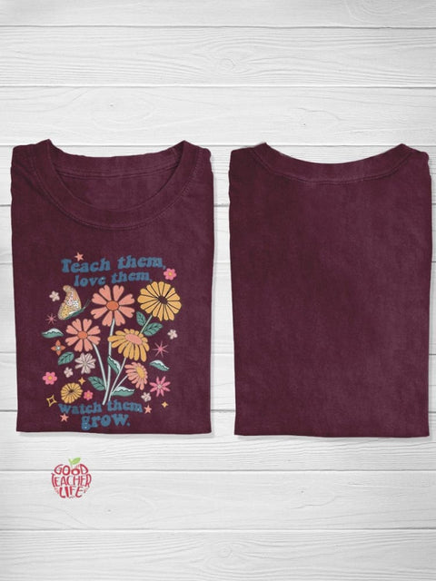 Flowers art print casual T-shirt