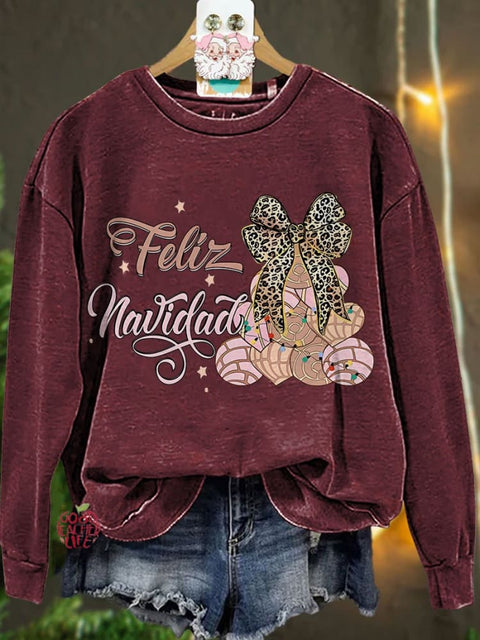 Coquette Pan Dulce Christmas Tree Tis The Season Mexican Casual Sweatshirt