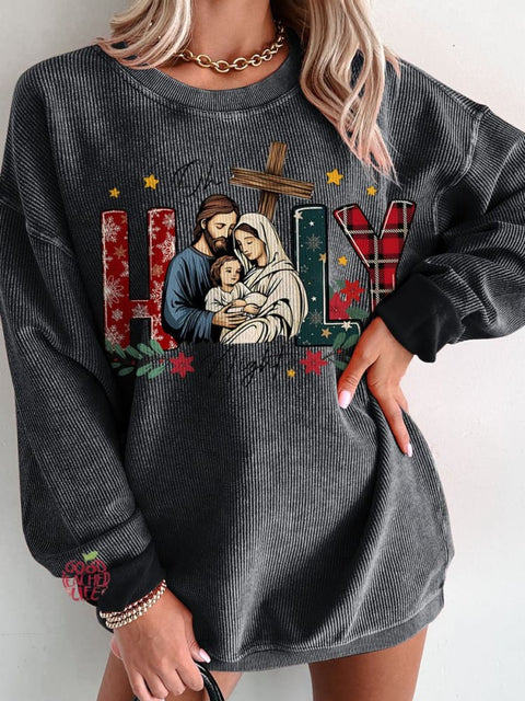 Christmas Oh holly night  Jesus is the reason Women's Casual Print Sweatshirt