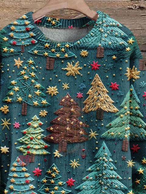 Christmas Gift Christmas Tree Art Print Knit Pullover Sweater