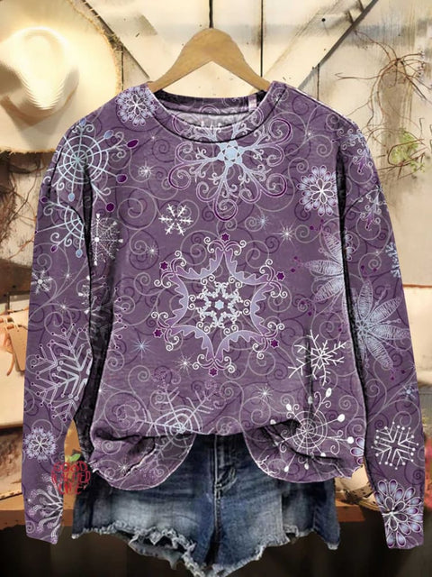 Purple Christmas Snowflakes Casual Sweatshirt