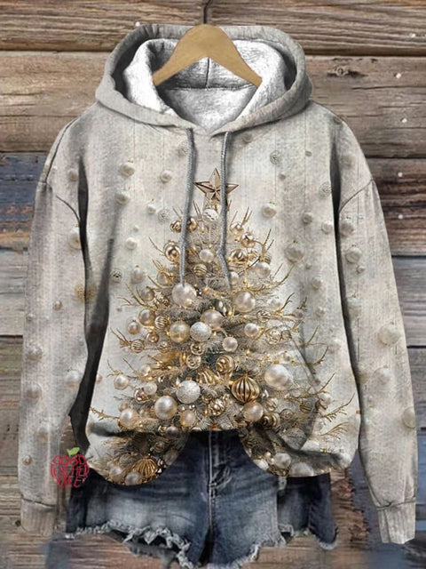 Pearl Christmas Tree Art Print Casual Hoodie