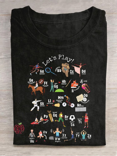 Let's Play Pe Teacher Casual Print T-shirt