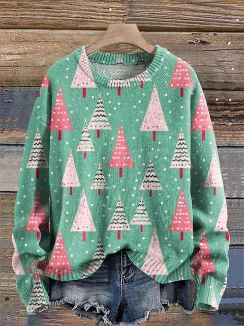 Christmas Pattern Art Print Knit Pullover Sweater