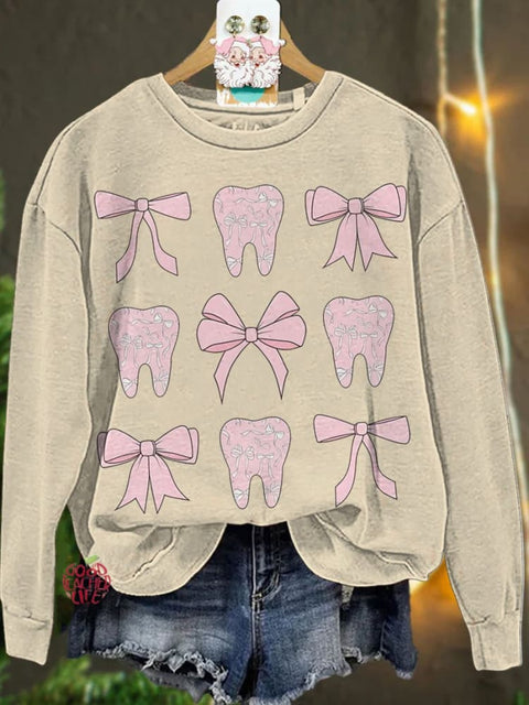 Christmas Coquette Pink Teeth Dental Casual  Sweatshirt