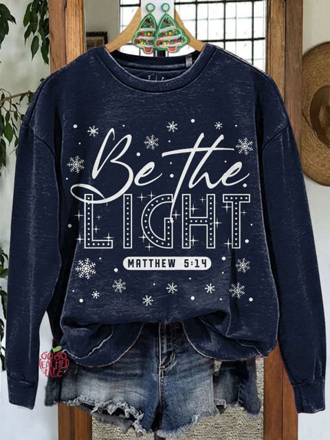 Be The Light Christmas Casual Print Sweatshirt