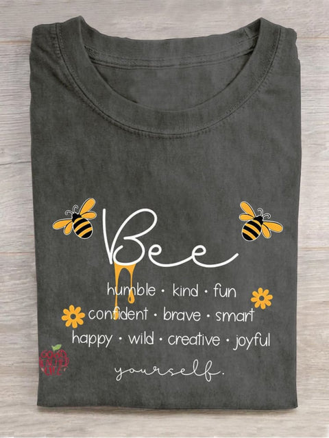 Bee Humble Kind Fun Teacher Casual Print T-shirt