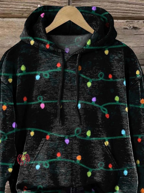 Christmas Light Pattern Printed Casual Sweatshirt