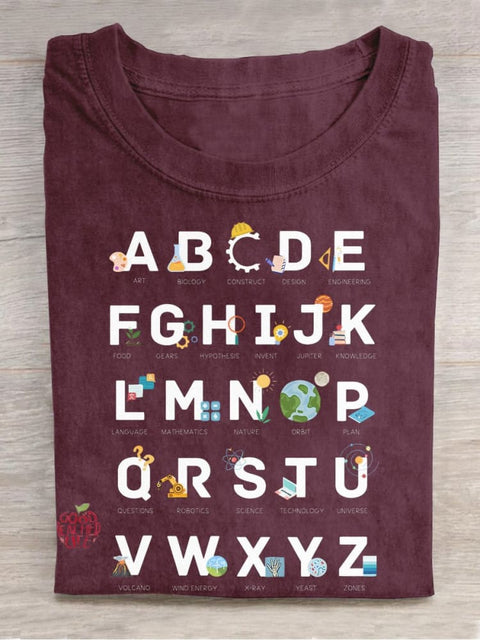 STEAM Alphabet Casual Print T-shirt