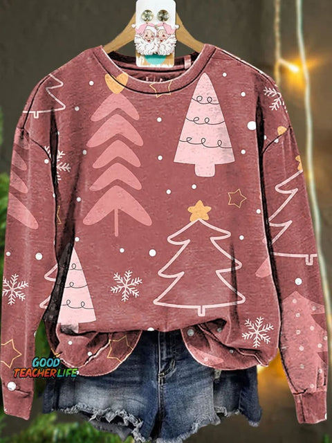 Pink Christmas tree Christmas Casual  Sweatshirt