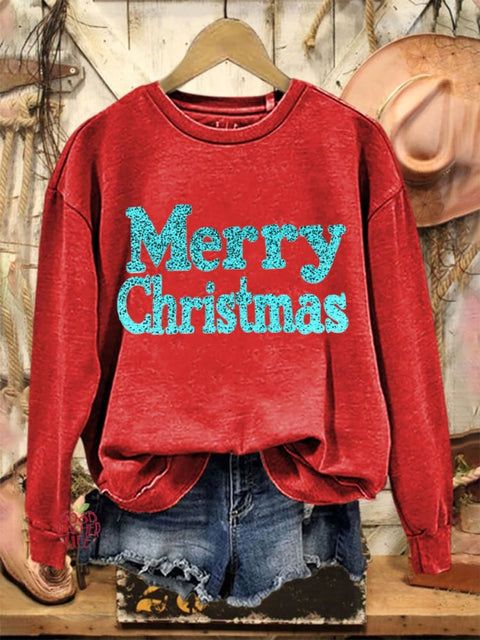 Merry Christmas Print Casual  Sweatshirt