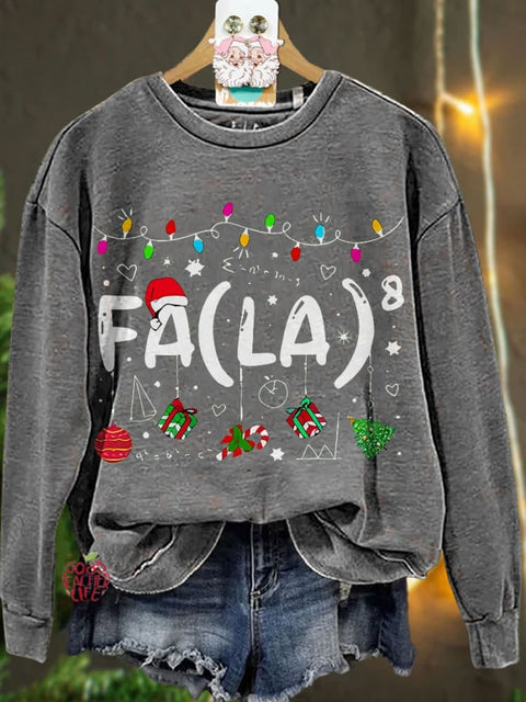 Fa La Eighth Power Christmas Math Teacher Casual Sweatshirt